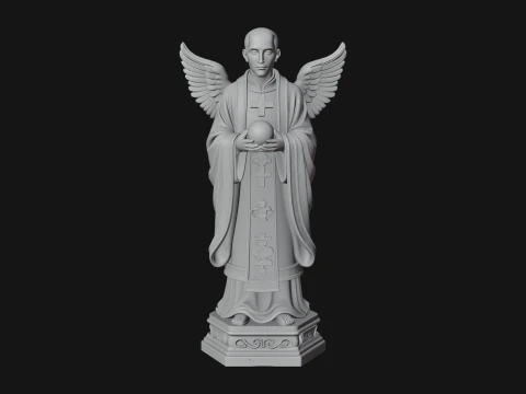 Winged Priest Statue Design 3 - 3D Print Model 3D Print Model
