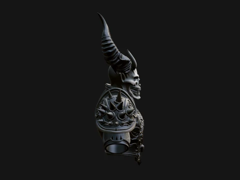 Horned Skull Skeleton Bust Statue Design 3 - 3D Print Model 3D Print Model