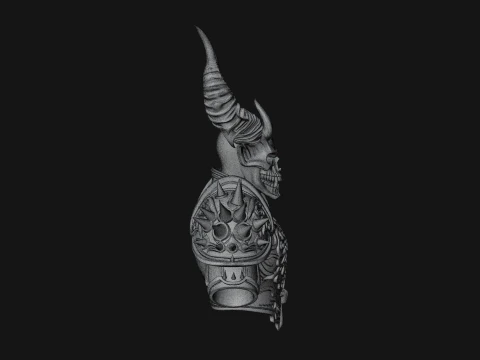 Horned Skull Skeleton Bust Statue Design 3 - 3D Print Model 3D Print Model