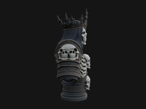 Crowned Skeleton King Bust Statue Design 7 - 3D Print Model 3D Print Model