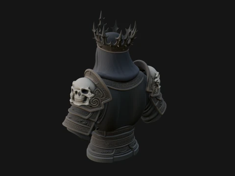 Crowned Skeleton King Bust Statue Design 7 - 3D Print Model 3D Print Model