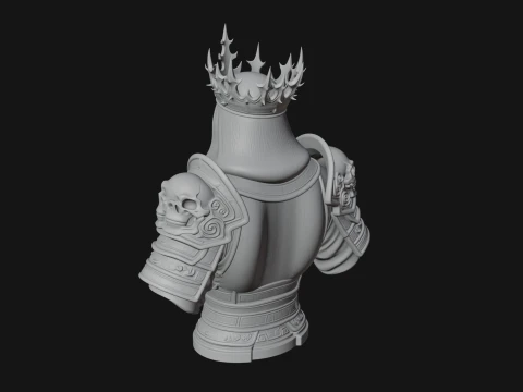 Crowned Skeleton King Bust Statue Design 7 - 3D Print Model 3D Print Model