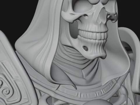 Crowned Skeleton King Bust Statue Design 7 - 3D Print Model 3D Print Model