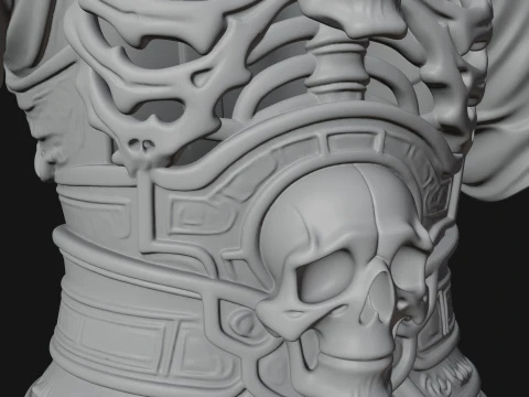 Crowned Skeleton King Bust Statue Design 7 - 3D Print Model 3D Print Model