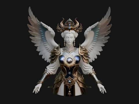 Winged Angel Warrior Bust Statue Design 4 - 3D Print Model 3D Print Model