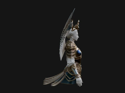 Winged Angel Warrior Bust Statue Design 4 - 3D Print Model 3D Print Model