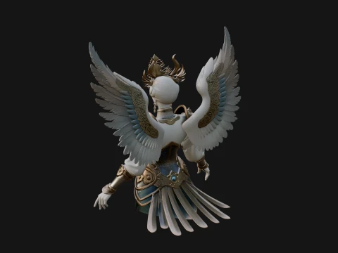 Winged Angel Warrior Bust Statue Design 4 - 3D Print Model 3D Print Model