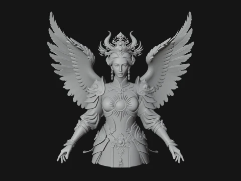 Winged Angel Warrior Bust Statue Design 4 - 3D Print Model 3D Print Model