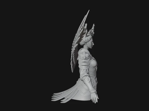 Winged Angel Warrior Bust Statue Design 4 - 3D Print Model 3D Print Model
