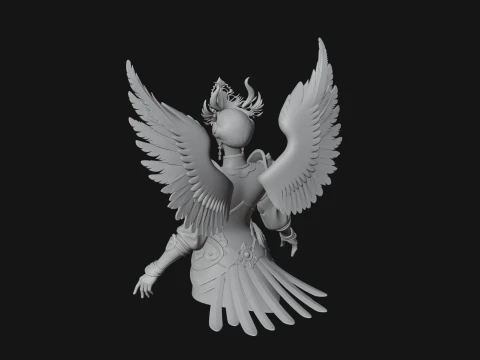 Winged Angel Warrior Bust Statue Design 4 - 3D Print Model 3D Print Model