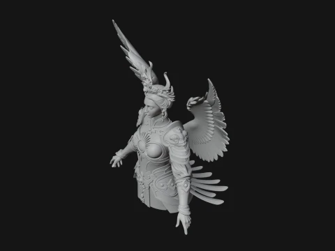 Winged Angel Warrior Bust Statue Design 4 - 3D Print Model 3D Print Model