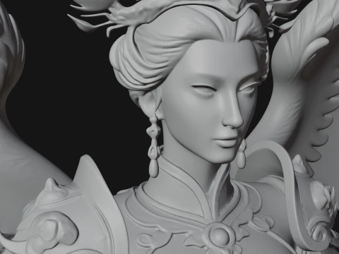 Winged Angel Warrior Bust Statue Design 4 - 3D Print Model 3D Print Model
