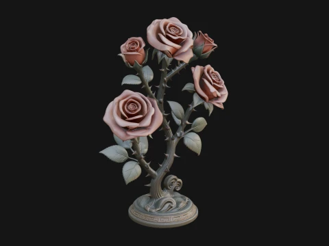 Carved Rose Ornament Design 3 - 3D Print Model 3D Print Model