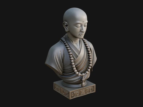 Praying Monk Bust Statue Design 4 - 3D Print Model 3D Print Model