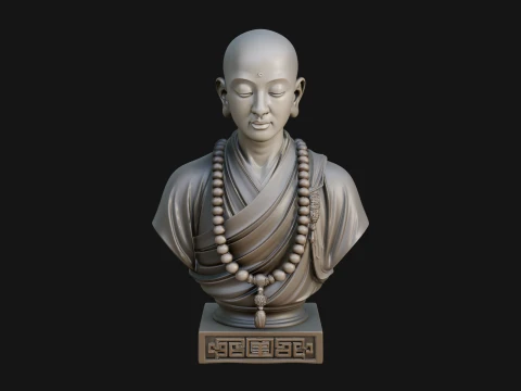Praying Monk Bust Statue Design 4 - 3D Print Model 3D Print Model