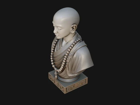 Praying Monk Bust Statue Design 4 - 3D Print Model 3D Print Model