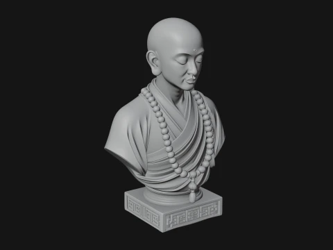 Praying Monk Bust Statue Design 4 - 3D Print Model 3D Print Model