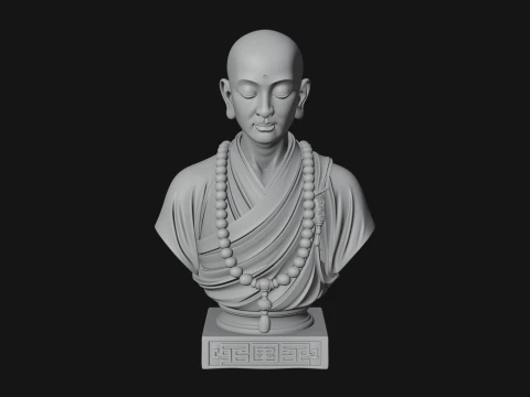 Praying Monk Bust Statue Design 4 - 3D Print Model 3D Print Model
