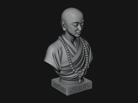 Praying Monk Bust Statue Design 4 - 3D Print Model 3D Print Model
