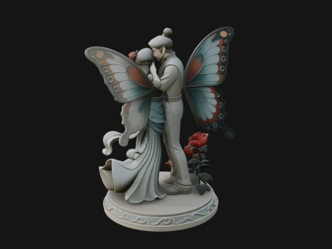 Butterfly Winged Couple Statue Design 3 - 3D Print Model 3D Print Model