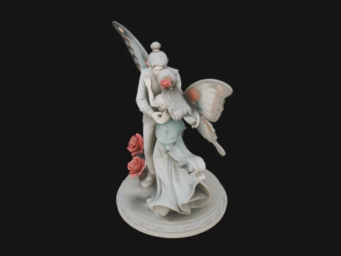 Butterfly Winged Couple Statue Design 3 - 3D Print Model 3D Print Model