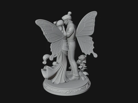 Butterfly Winged Couple Statue Design 3 - 3D Print Model 3D Print Model