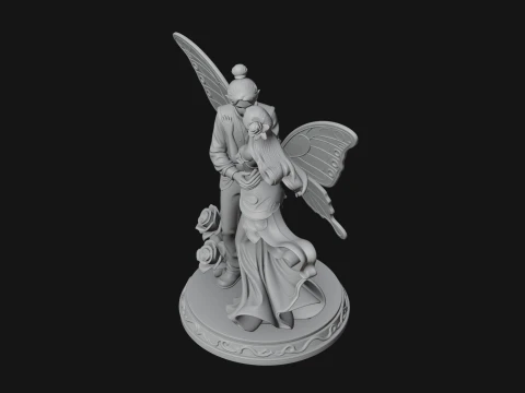 Butterfly Winged Couple Statue Design 3 - 3D Print Model 3D Print Model