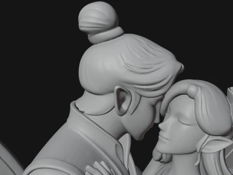 Butterfly Winged Couple Statue Design 3 - 3D Print Model 3D Print Model