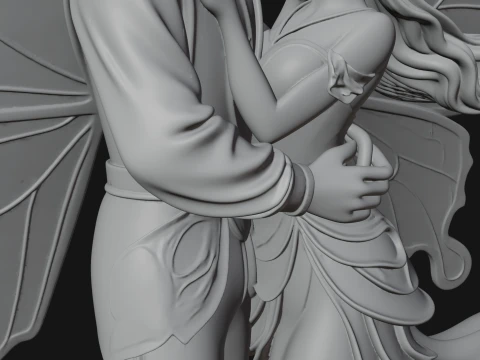 Butterfly Winged Couple Statue Design 3 - 3D Print Model 3D Print Model