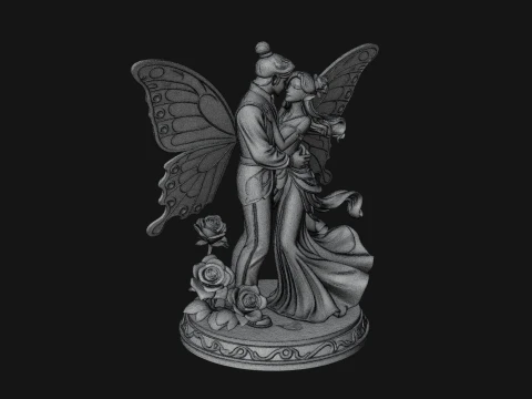 Butterfly Winged Couple Statue Design 3 - 3D Print Model 3D Print Model