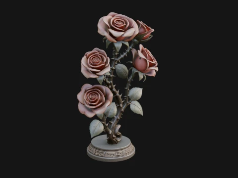 Carved Rose Ornament Design 4 - 3D Print Model 3D Print Model