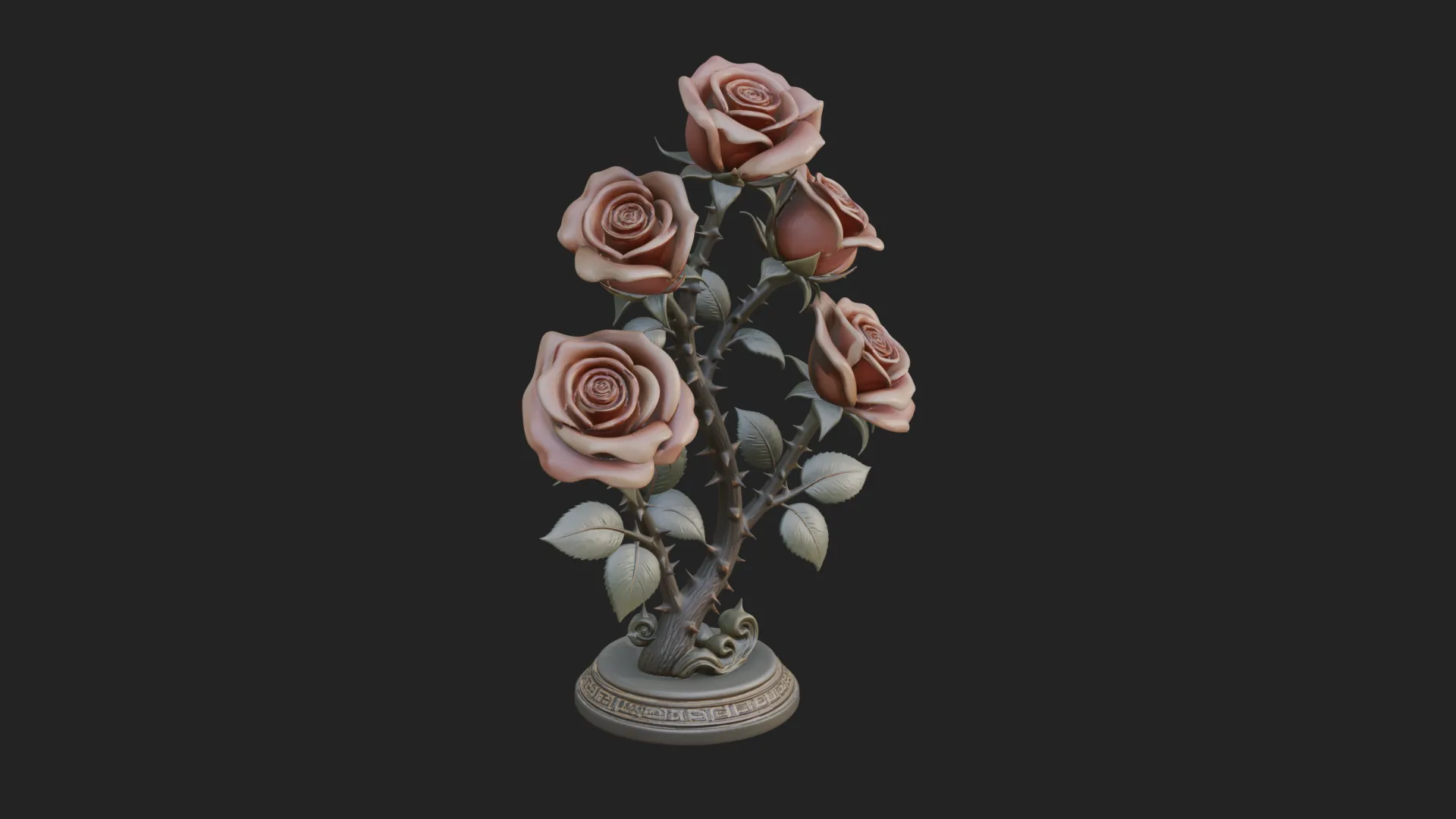 Carved Rose Ornament Design 5 - 3D Print Model 3D Print Model .c4d .max .obj .3ds .fbx .stl .blend 
