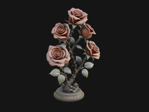 Carved Rose Ornament Design 5 - 3D Print Model 3D Print Model