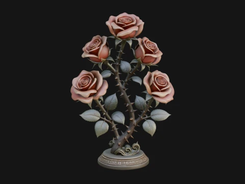 Carved Rose Ornament Design 5 - 3D Print Model 3D Print Model