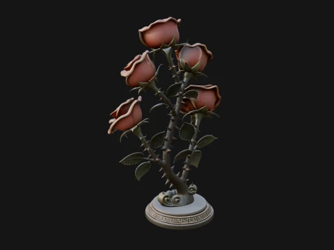 Carved Rose Ornament Design 5 - 3D Print Model 3D Print Model