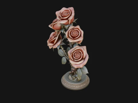 Carved Rose Ornament Design 5 - 3D Print Model 3D Print Model