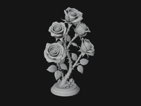 Carved Rose Ornament Design 5 - 3D Print Model 3D Print Model