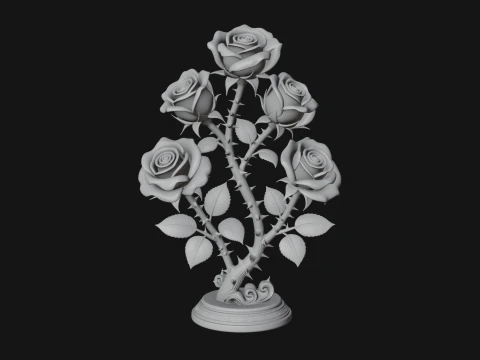Carved Rose Ornament Design 5 - 3D Print Model 3D Print Model