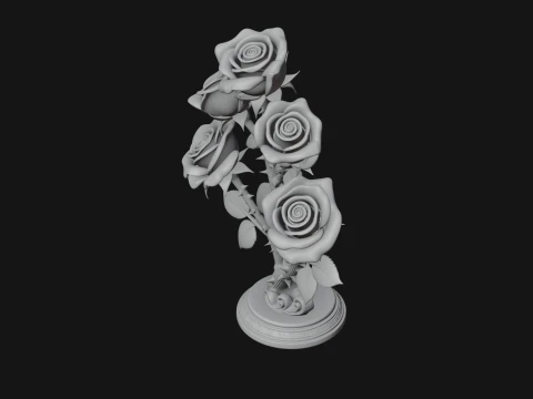 Carved Rose Ornament Design 5 - 3D Print Model 3D Print Model