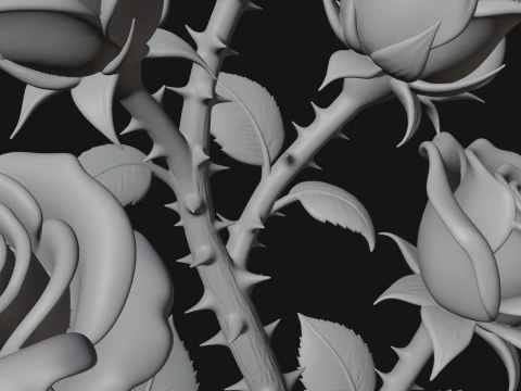Carved Rose Ornament Design 5 - 3D Print Model 3D Print Model