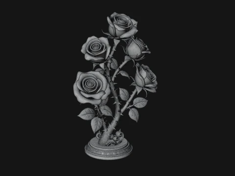 Carved Rose Ornament Design 5 - 3D Print Model 3D Print Model
