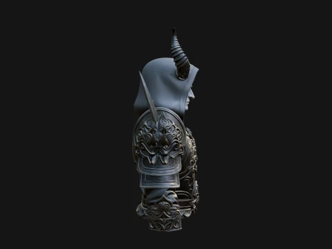 Hooded Crystal Sorcerer Bust Statue Design 7 - 3D Print Model 3D Print Model