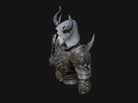 Hooded Crystal Sorcerer Bust Statue Design 7 - 3D Print Model 3D Print Model
