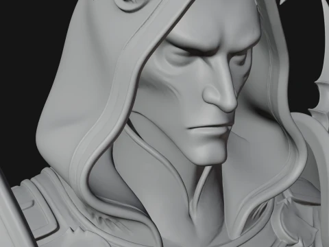 Hooded Crystal Sorcerer Bust Statue Design 7 - 3D Print Model 3D Print Model