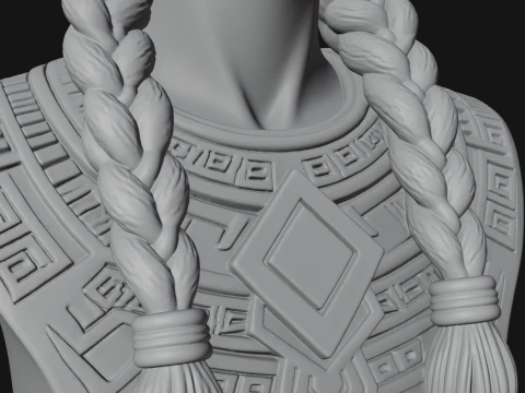 Feathered Headdress Woman Bust Statue Design 3 - 3D Print Model 3D Print Model