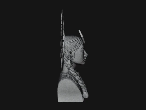 Feathered Headdress Woman Bust Statue Design 3 - 3D Print Model 3D Print Model