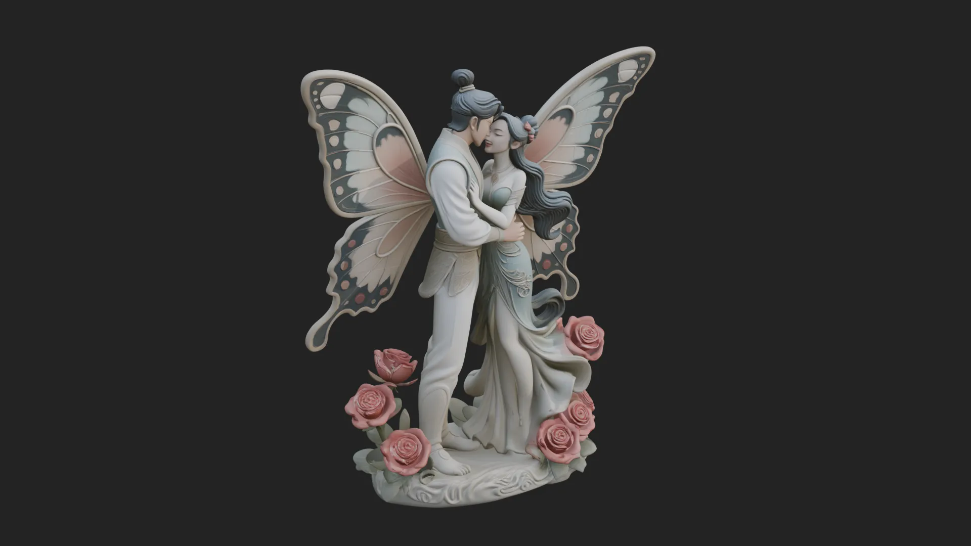 Butterfly Winged Couple Statue Design 4 - 3D Print Model 3D Print Model .c4d .max .obj .3ds .fbx .stl .blend 