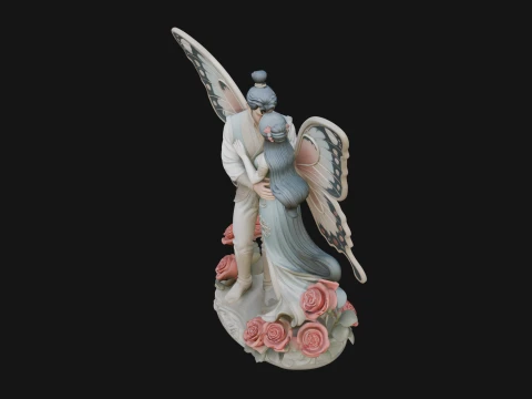 Butterfly Winged Couple Statue Design 4 - 3D Print Model 3D Print Model