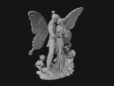Butterfly Winged Couple Statue Design 4 - 3D Print Model 3D Print Model