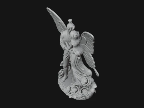 Butterfly Winged Couple Statue Design 4 - 3D Print Model 3D Print Model